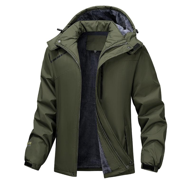 Jacket men's velvet thickened padded jacket, windproof and waterproof in autumn and winter, padded jacket, winter jacket, cold-proof.