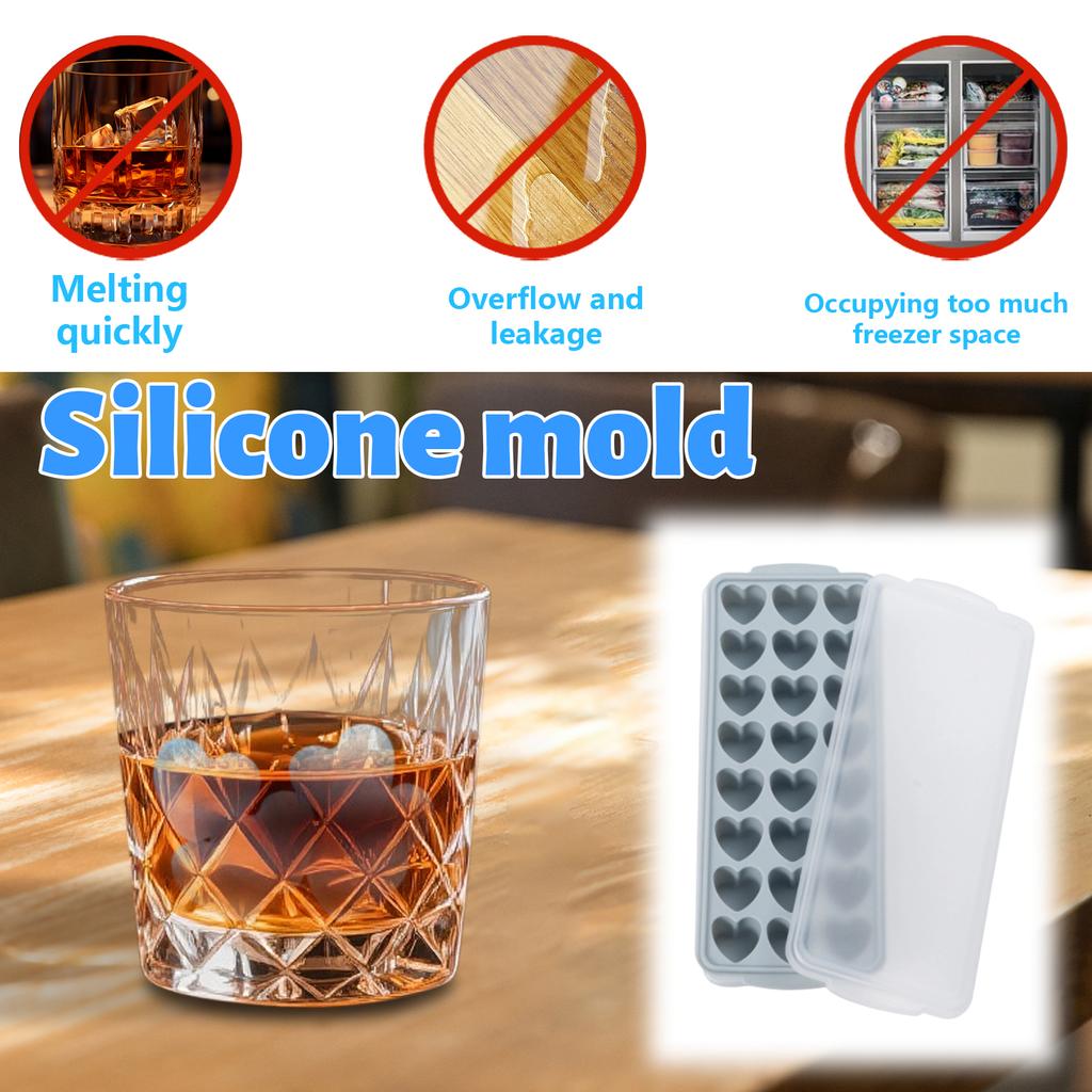 Silicone Covered Ice Box With No Odor, Cute And Stylish Heart-shaped Ices Cubes Mold