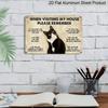2D Flat 1pc "Cat House Rules" Funny Sign Decorative Sign & Plague - Aluminum Wall Decor - 11.8*7.9in | Perfect for Home & Yard Decor, Ideal Gift for