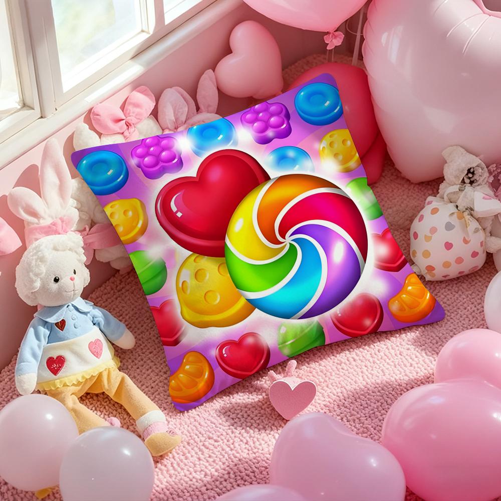Games C-Candy Crush Sagaes Cushion Cover Pattern Printed Pillowcase for Living Room Sofa Cushion Cover & Bedroom Decor