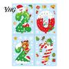 Santa Claus Snowman Elk Decals 4 Sheets 2027 Christmas New Year Window Clings, Double Sided Static Sticker with Event Scene Accessories Reindeer