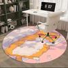 1pc Anime Cat Round Carpet Office Chair Mat, Non Slip Rug for Home Decor, Gift, Office, Living Room, Bedroom
