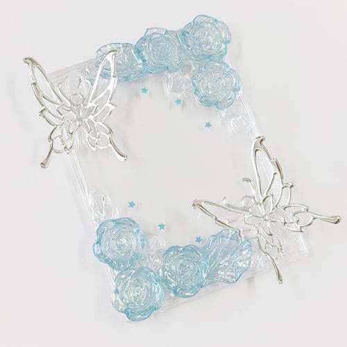 Hard Case Decorative Trading Card Case, Butterfly and Rose Design, Pink