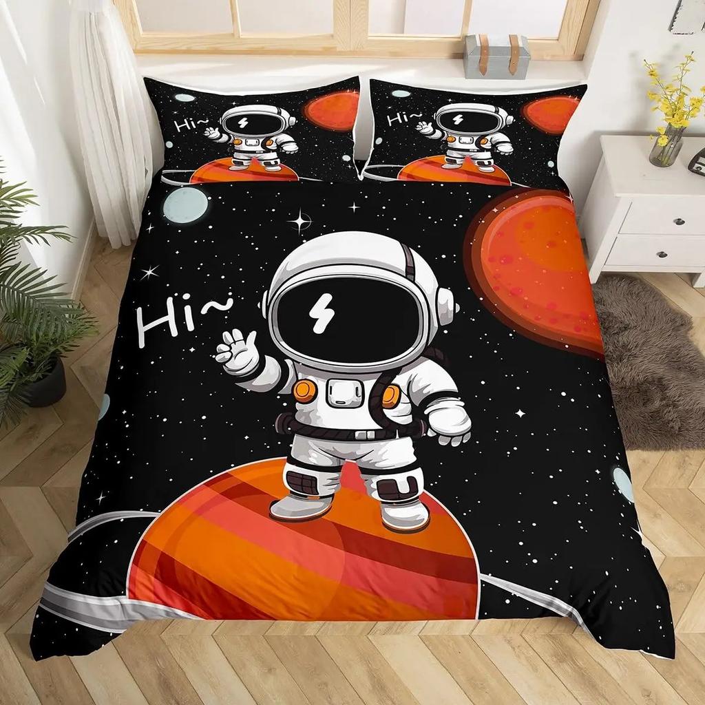 Astronaut Comforter Cover Universe Galaxy Bedding Set Outer Spaces Theme Duvet Cover Boys Kids Starry Sky RCover