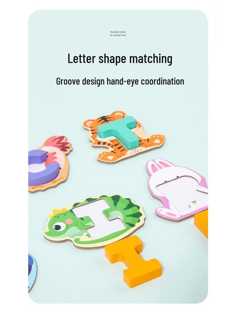 Montessori Alphabet Matching Wooden Blocks: Educational Puzzle Toys for Kids Ages 2-6.