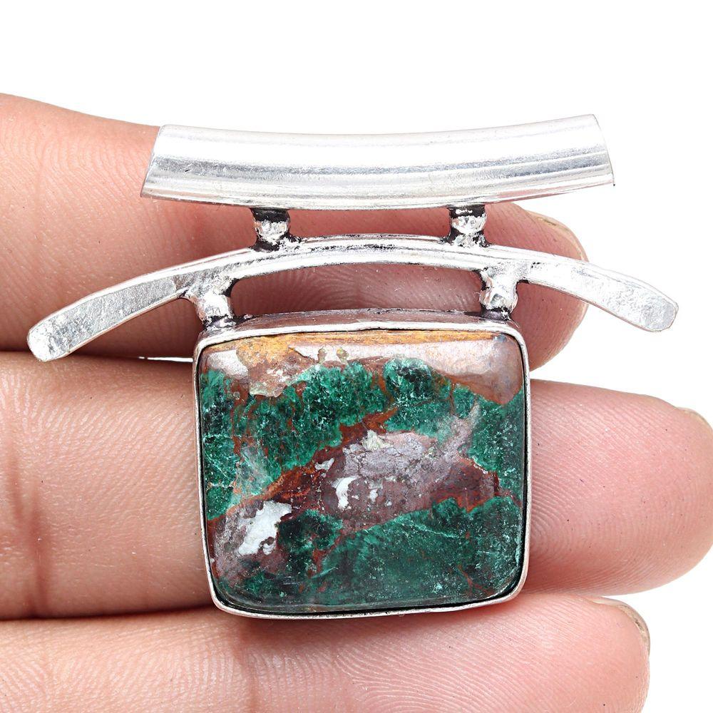 Necklace Chrysocolla Gemstone Handmade Antique Jewelry 1.5"