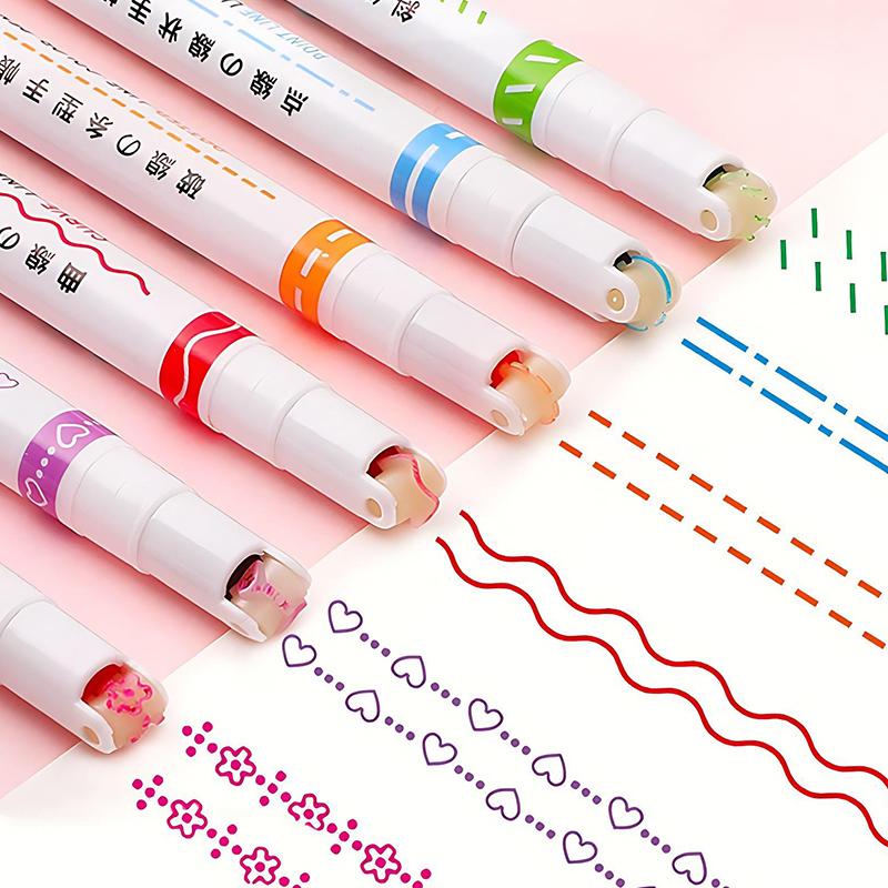3PCS/Pack Multiple Shaped Decorative Outline Pen Colored Curve Pen Writing Drawing Props for Diary Planner School Stationery ZYF