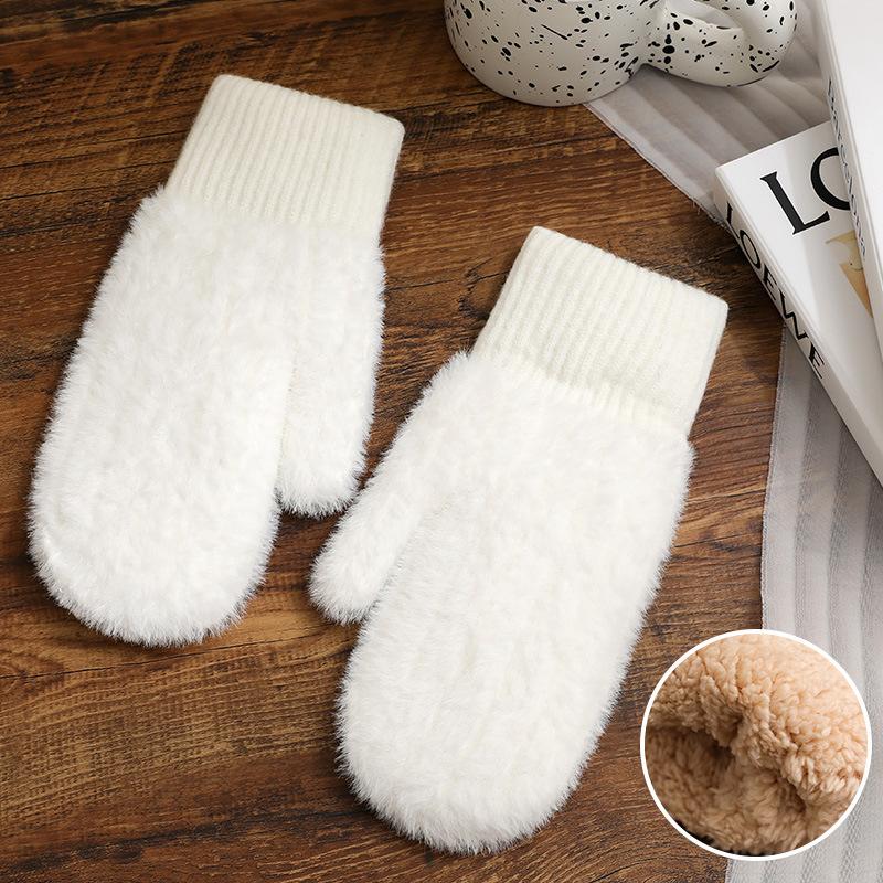

Winter Women s Gloves Thick Warm Plush Double Layer Windproof and Cold Proof Student Outdoor Cycling