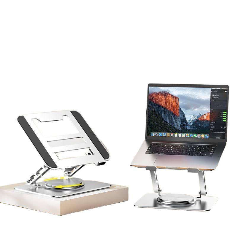 Supporto per Laptop in Metallo Rotante: Altezza Regolabile e Griglia di Raffreddamento per Gaming