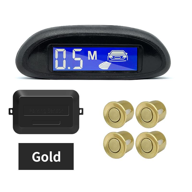 

Датчик парковки Hippcron для автомобиля с автопарктроником, светодиодный монитор заднего хода, 4 датчика, радар-детектор, система подсветки дисплея золотой