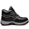 men's casual warm cotton steel toe caps work safety boots worker genuine leather fur safe shoes winter security ankle botas mans