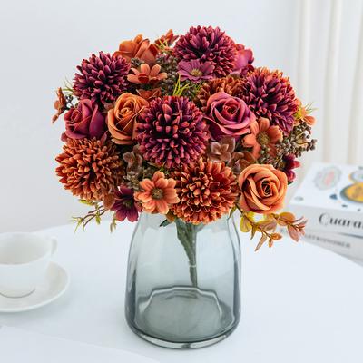 Silk Rose Artificial Flowers for Wedding Home Christmas Decoration Wreaths Bridal Bouque Dining Table Vase Photography Props DIY