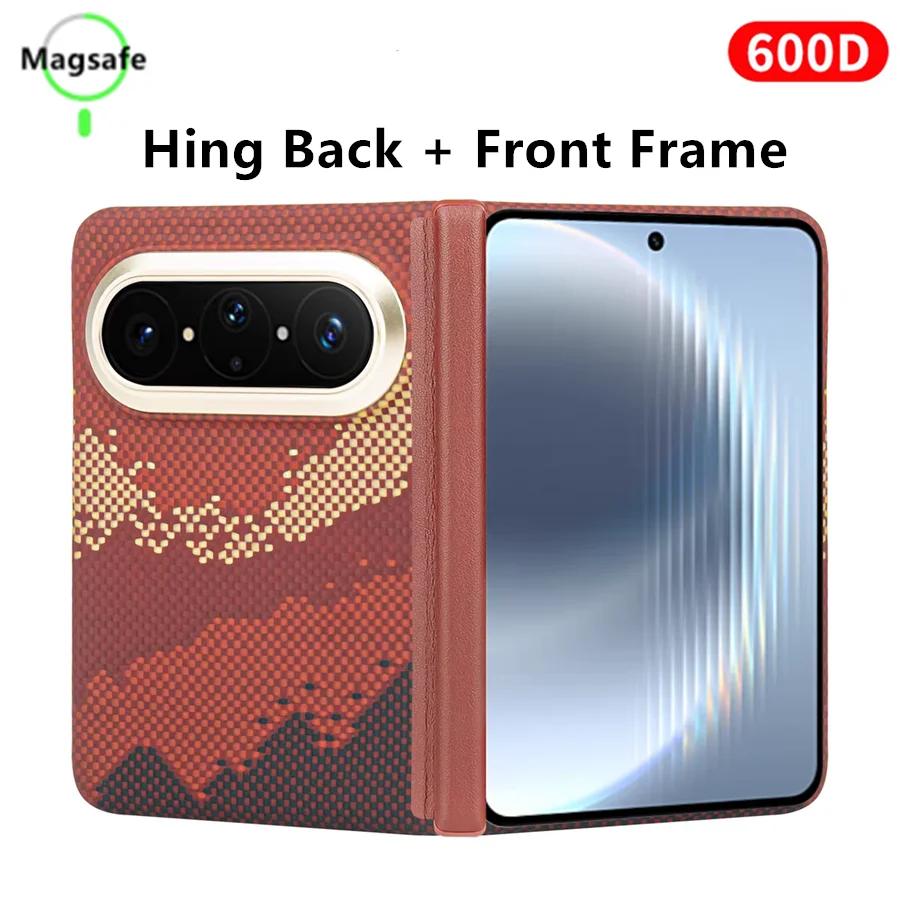 Kit Genuine Aramid Carbon Fiber for Magsafe Case for Huawei Pura X Max Matte Hard Magnetic Hinge Armor Back Cover Front Frame