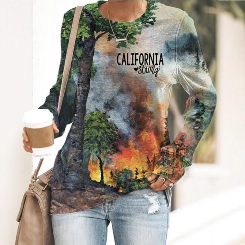 Womens Casual Print Hooded Sweatshirt With 3D Letter Graphic Round Neck Lightweight Comfort Fit Everyday Wear