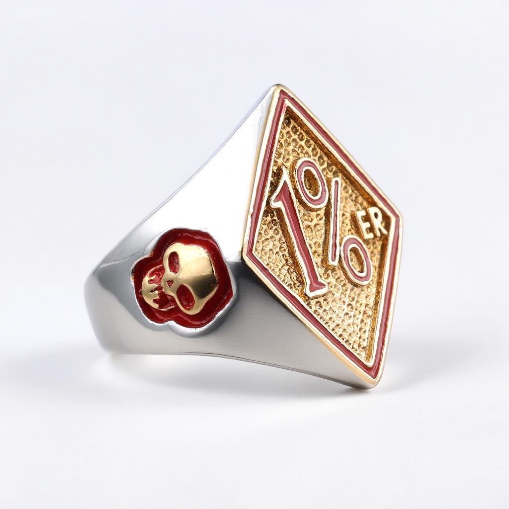 Personalized Men'S Locomotive Wind 1% Ring 316 Stainless Steel Gold Men'S Ring