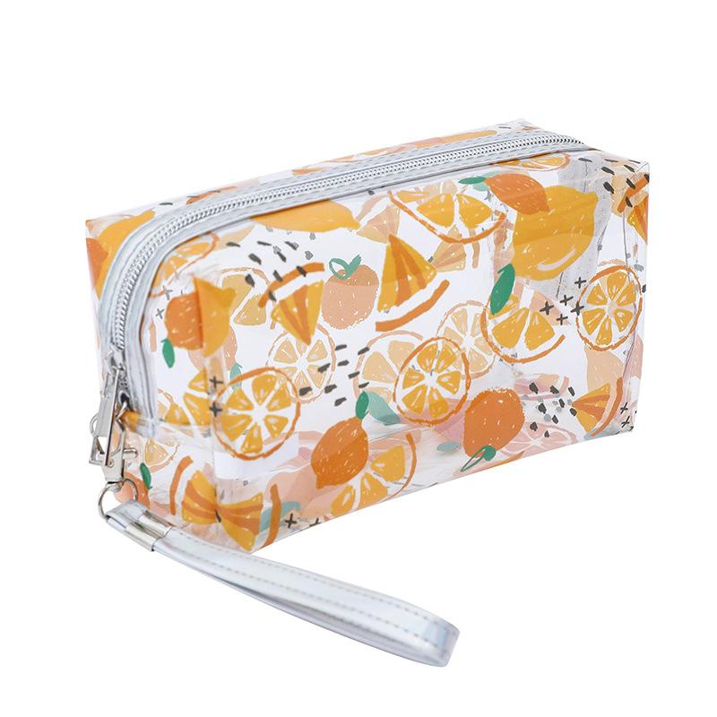 Storage Organizer Pvc Transparent Wash Bags Fruit Printed Cosmetic Pouch Large Travel Cosmetics Storage Makeup Accessory