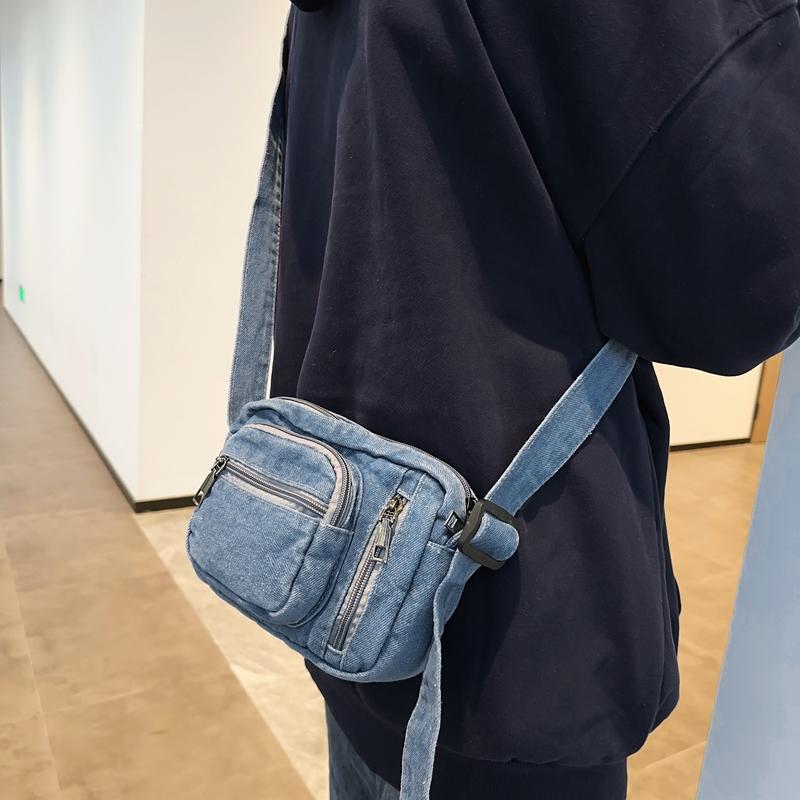 Shoulder Bag Denim Bag Women's Crossbody Bag Men Mobile Phone Bag Multi-Layer Bag