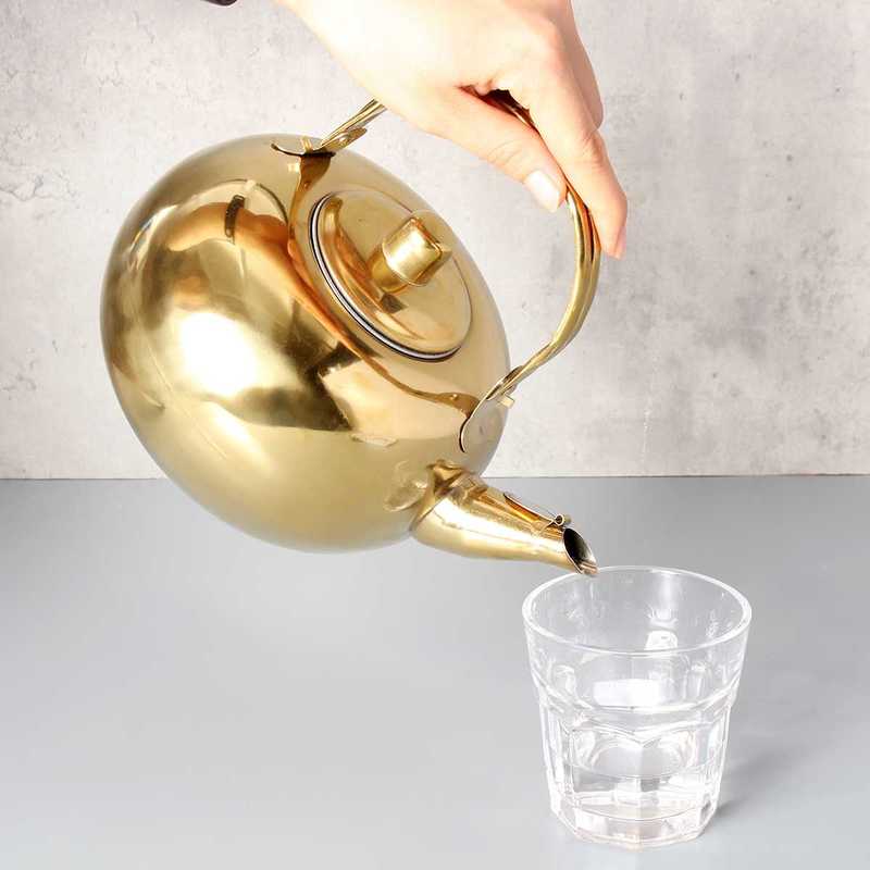 Gold Stainless Steel Kettle with Filter Tea Filter Outdoor Camping Kettle Kitchen Water | kettles