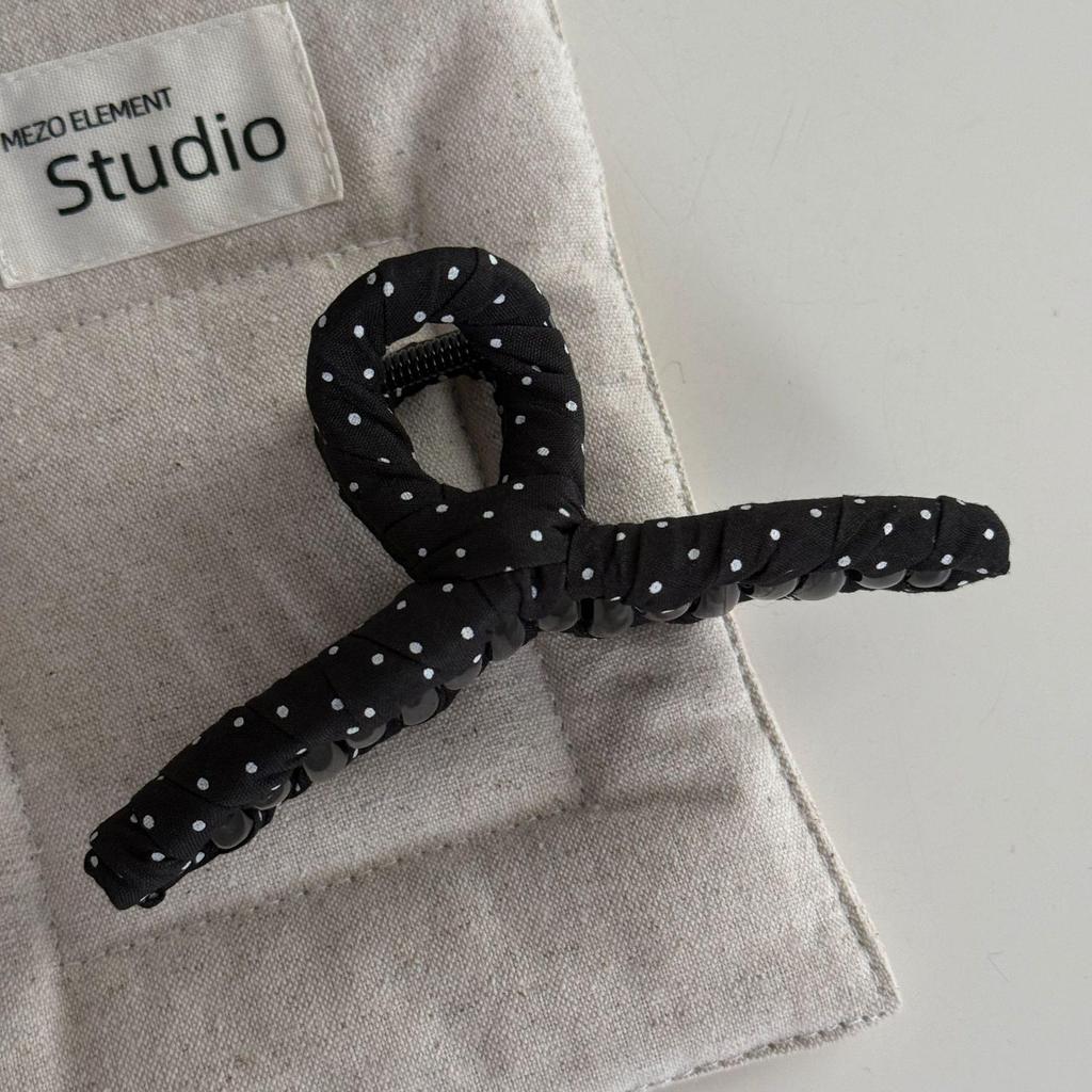 French Black & White Polka Dot Bow Hair Claw – Versatile Fashion Shark Clip