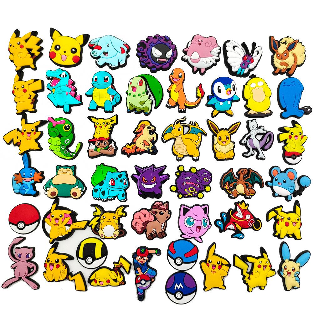 20/27/47 stuks Set Leuke Charmander Eevee Charizard Figuren Gat Schoenen Charms Doe-het-zelf Gesp Accessoires Pvc Cartoon Decoratie Cadeau yellow