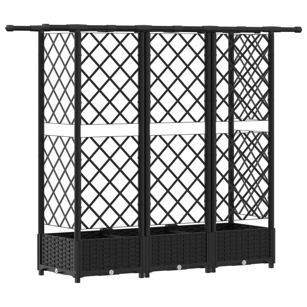 Elevated Planter with Trellis and Hanging Roof Black 164 X 40 X 123 Cm PP