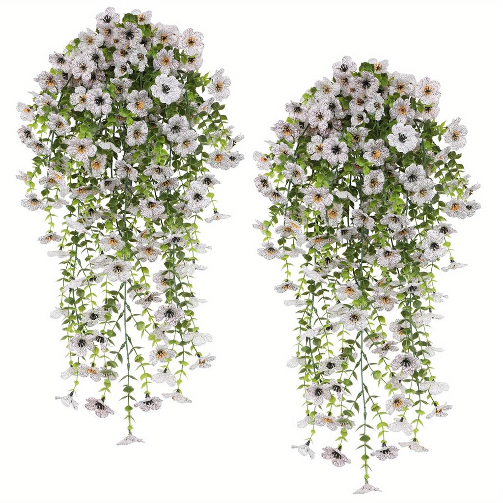 2 Pezzi Fiori Artificiali da Esterno Eucalipto Viola Piante Verdi