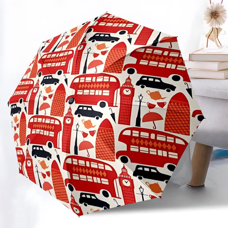

1pc London Icons Automatic Folding Umbrella - Portable Collapsible, 8-Rib Durable Frame, Perfect for Outdoor Use, yy251218121