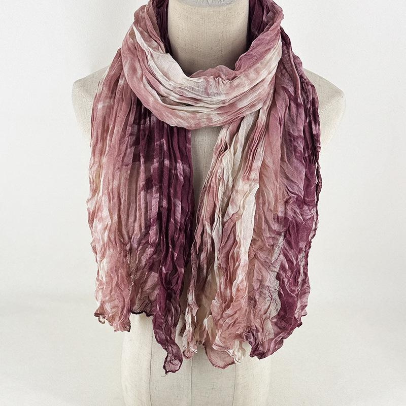 Women's Scarf Dyed and Pleated Scarf Neck Protection Warm and Windproof Versatile Accessory Scarf