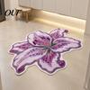 Decorative Lily Shape Rug Floor Mat, Absorbent Velvet for Bathroom And Entrance, Non-slip Comfortable Barefoot Mat Flower Bedroom Dressing Table, Soft