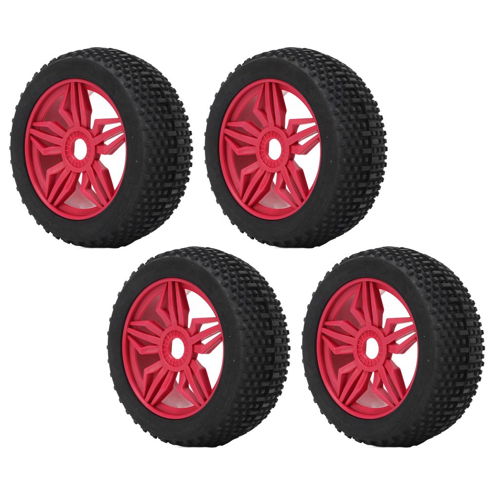 4PCS Remote Control Car Tires Stable Grip Strong Cushioning Uneven Texture Thickening Universal for 1 8 RC Car Red