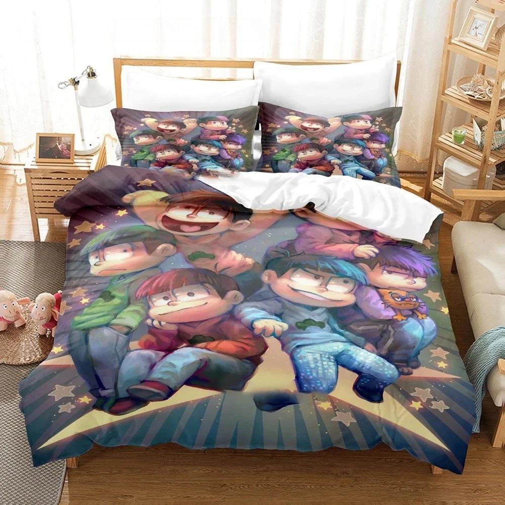 

3D Принт Аниме Комплект Постельного Белья Осомацу-сан Комплект Постельного Белья Односпальный Полуторный Двуспальный Кинг Сайз Комплект Постельного Белья Взрослый Мальчик Спальня Комплекты Пододеяльников EU Twin 135x200cm