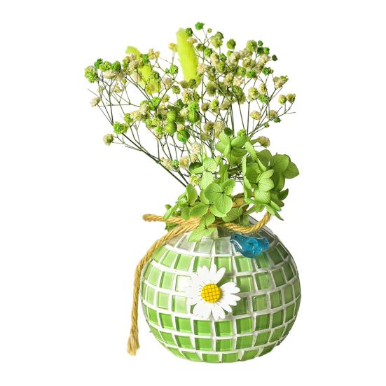 1 Set Handmade Mosaic Vase Kit with Wooden Vase Mosaic Tiles Tools Kids Adults Beginner Handcrafted