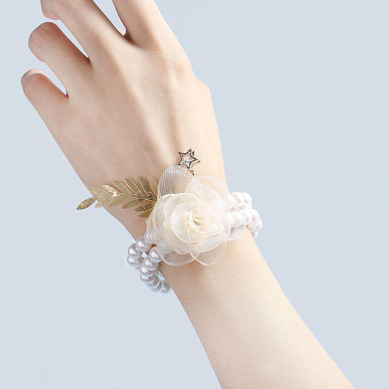 Koreanischer Stil Brautjungfern-Handgelenk-Corsage & Boutonniere – Schlichter Handblumenschmuck für Hochzeitsfeier