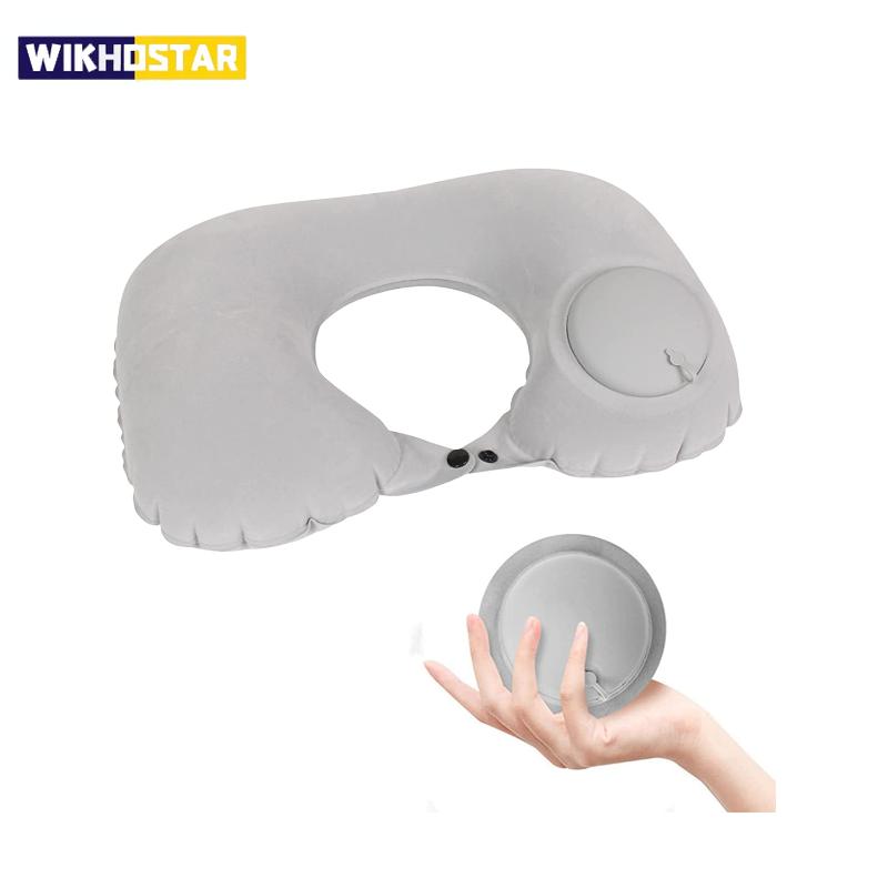 

1шт Подорожні подушки Літаки Надувна Суперлегка Портативна Подушка для шиї U-подібна Автоматична Надувна Подушка для шийних хребців світло-сірого кольору