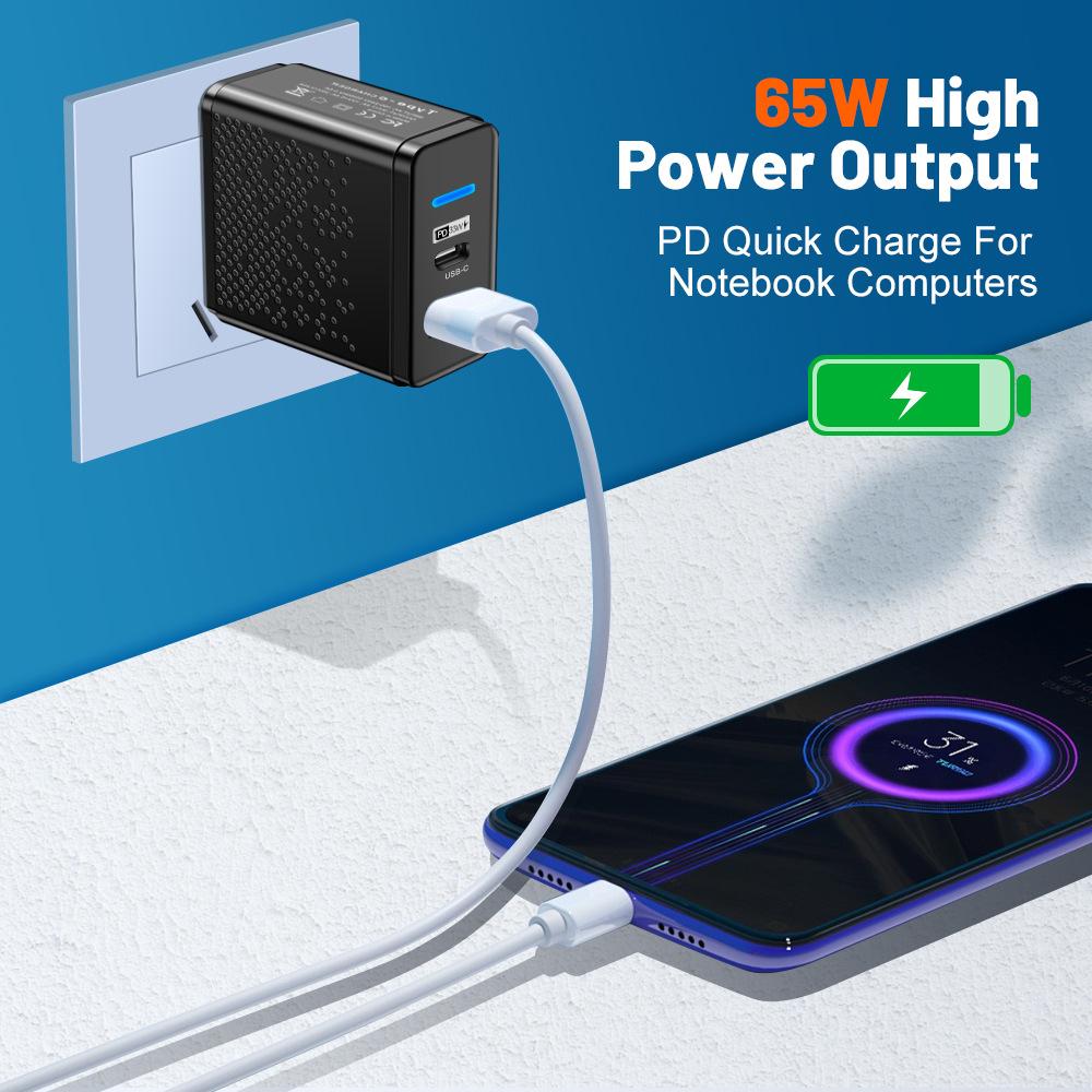 65W nabíječka GaN EU KR AU Plug adaptér Laptop Rychlé nabíjení pro iPhone USB Typ C Rychlá nabíječka Mobilní telefon USB nabíječka