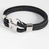 Alin Mode Bijoux Bracelet en Cuir Tressé Marron avec Boucle Métallique Ancre Bracelet en Acier Inoxydable Cuir pour Hommes