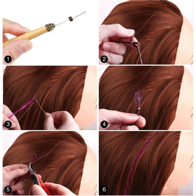 47 Inches Hair Extension Tinsel Kit With Tool 12 Mixed Colors 2400 Strands Hair Extension Tinsel Kit Glitter Hair Extensions For