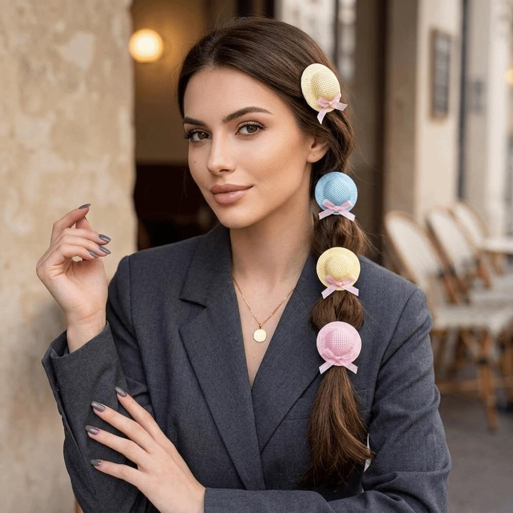 Handmade Straw Hat Hair Clip Duckbill Shape Side Hair Clip Fashion Hair Accessories  Party