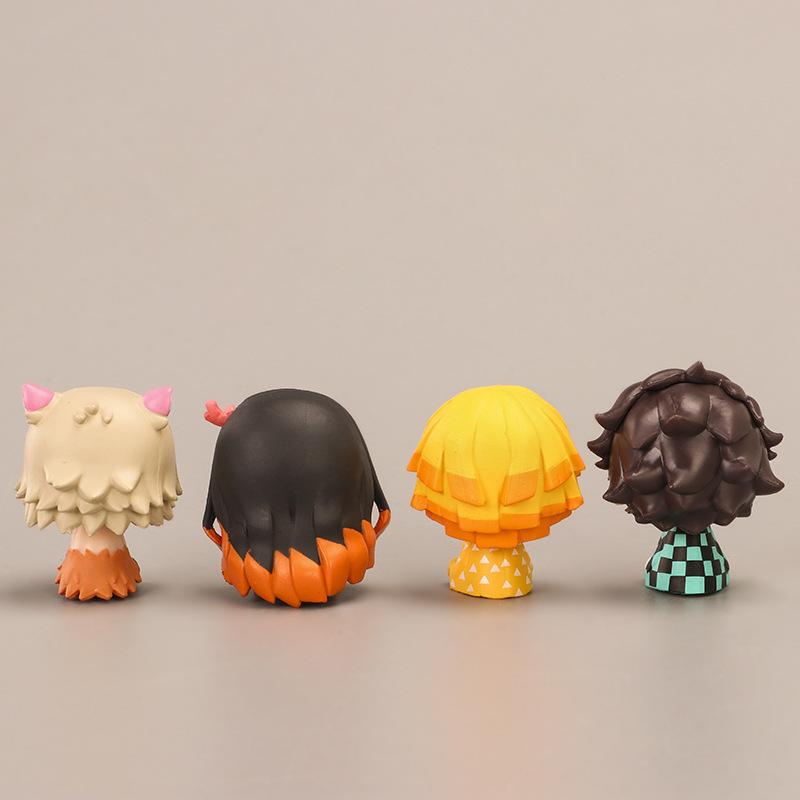 4Pcs/Set Demon Slayer Kamado Tanjirou Nezuko Figure Toys Q Version Kimetsu No Yaiba Agatsuma Zenitsu Action Figurine Model Dolls