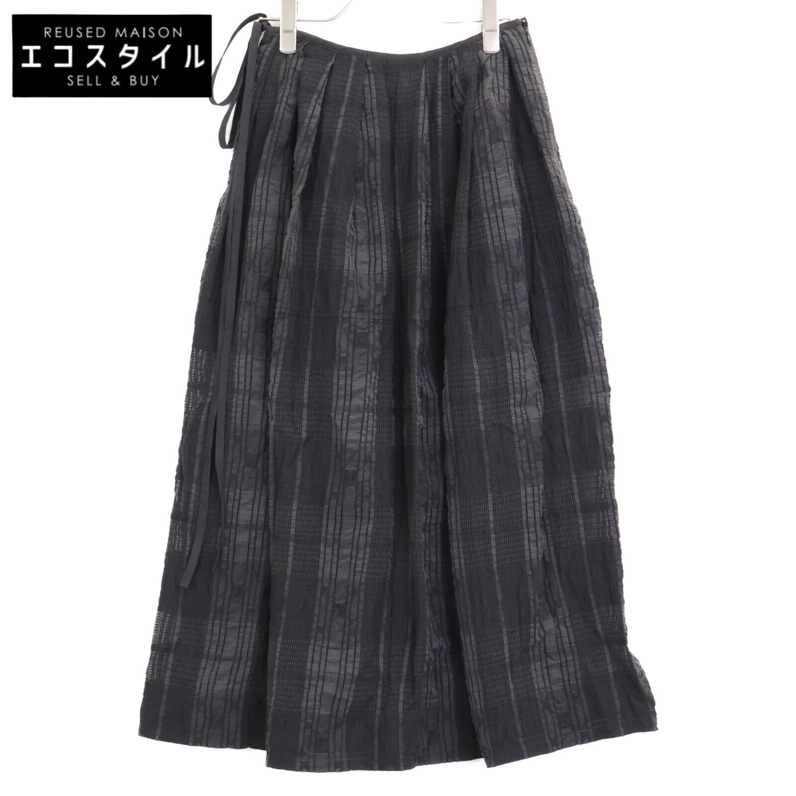 

LE CIEL BLEU 24 Black Check Lace Sheer Guard Skirt skirt 34 blackUsed