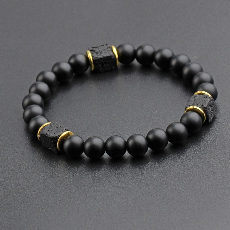 Black Matte Volcanic Stone Bracelet - Men's Jewelry, Ideal Father's Day Gift