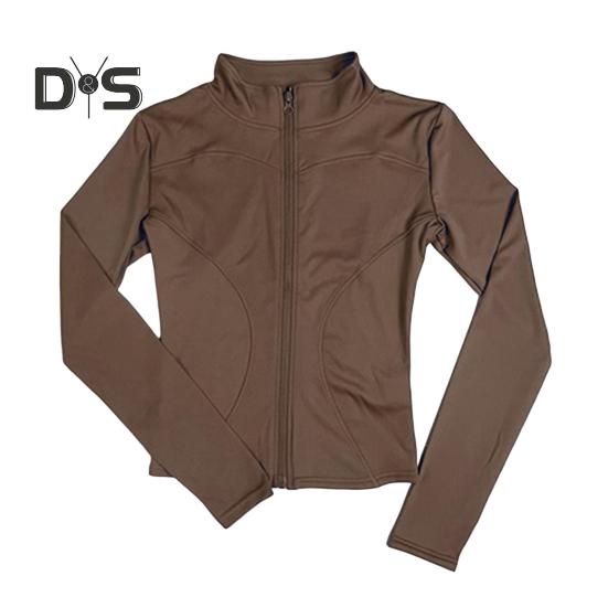 Women Sports Jacket Full Zip High Elasticity Yoga Jacket Stand Collar Slimming Fitness Top for Running Yoga Workout