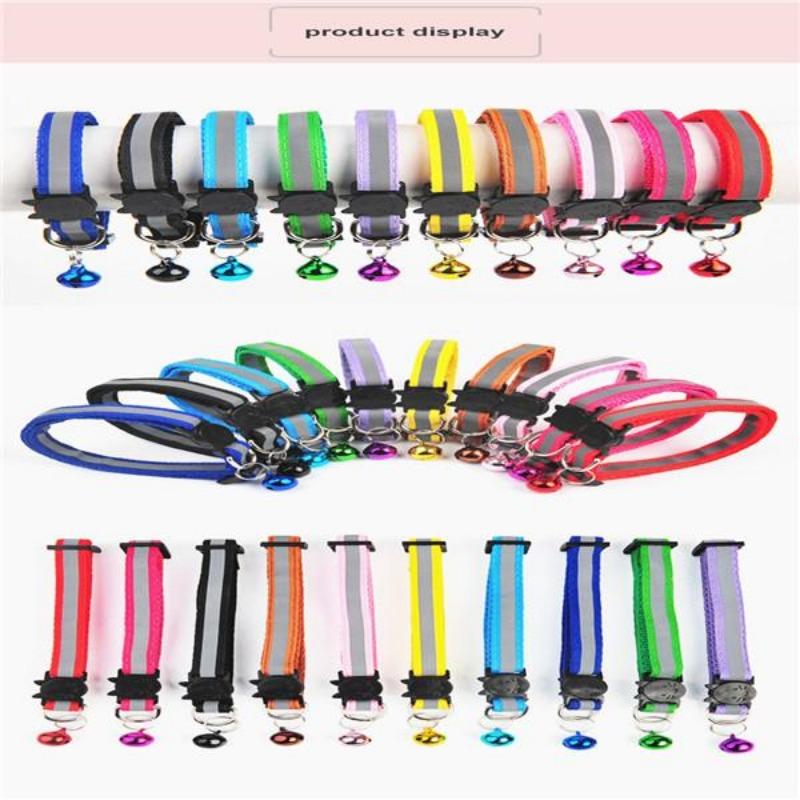 Pet Products Cat Collar Cartoon Cat Head Color Bell Pet Accessories Reflective Dog Collar