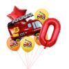 Fire Truck Aluminum Film Digital Balloon 7Pcs Birthday Party Decoration Balloon Venue Arrangement Set