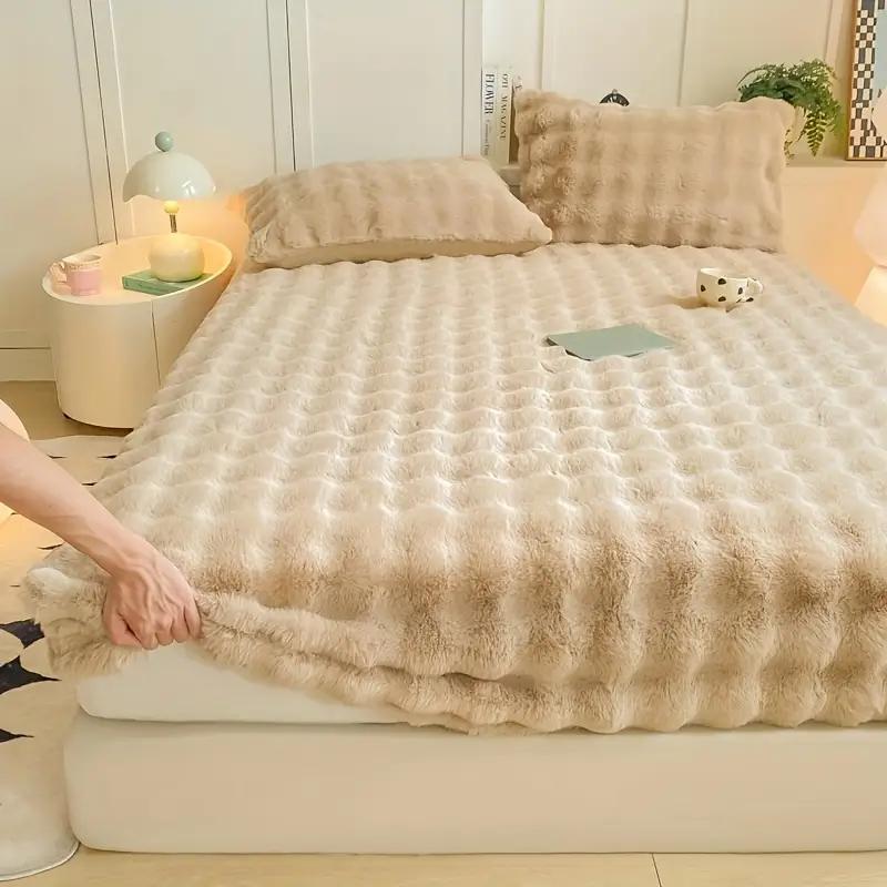 Autumn/Winter Thickened Fluffy Plush Fitted Bed Sheet Single Double Sheets Mattress Topper For Simmons Mattress Protective Cover
