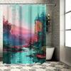 Luxury Bathroom Shower Curtain Artistic Painting Waterproof Fabric Decorative Home Accessories Multicolor Geometric Design With
