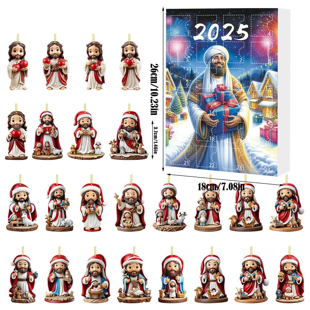 Christmas Countdown Calendar Box With Santa Claus Acrylic Assembled Decor For Holiday Gift Giving
