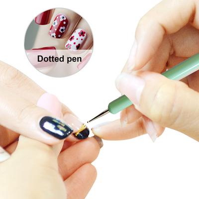 Juego de 5 bolígrafos para punteado de uñas, de doble cabezal, para repujado y trazado de patrones, herramientas para manicura DIY.