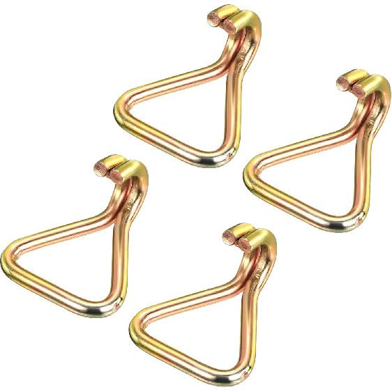 MECCANIXITY Ratchet Double J Strap Hook Load 4409 Lbs for 2  Tie Down Strap Webbing Car Truck Trailer Pack of 4 Zinc Color 80x65mm