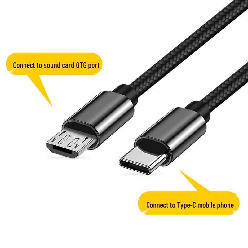 

Type-C Sound Card OTG Adapter Cable for Live Broadcast & Recording, Compatible with Mobile Phones and V8 Audio Devices 0.5m